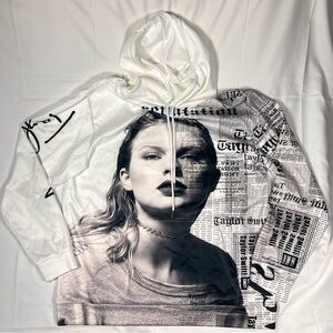 Taylor Swift White and Black Graphic Hoodie